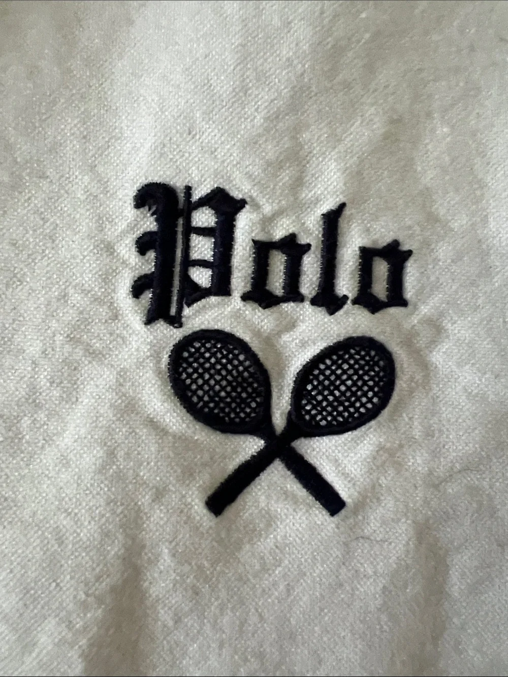 Polo by Ralph Lauren White Button-Down Shirt with Navy Tennis Logo